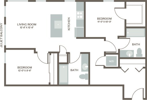 Two Bed Two Bath 2 B307 floor plan